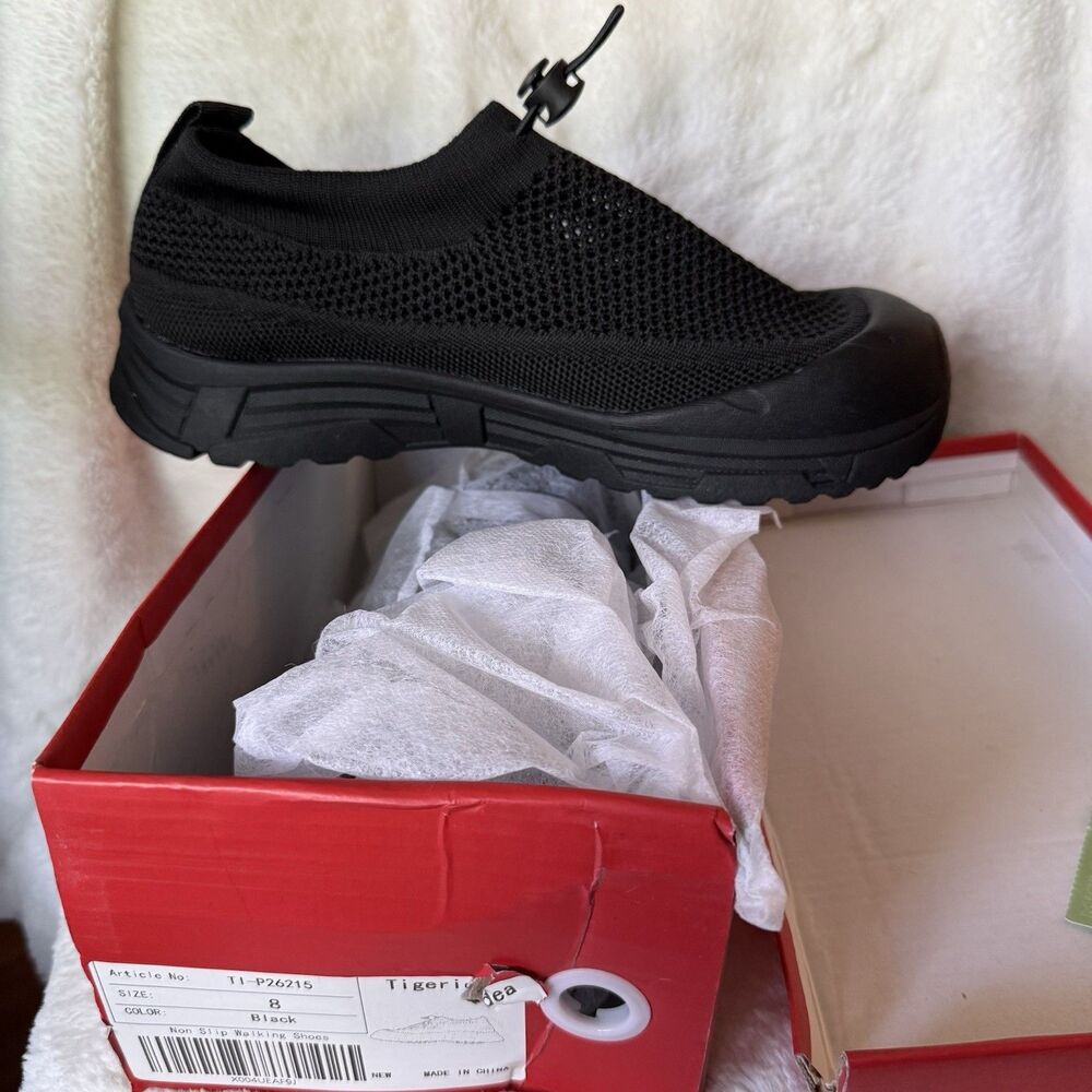 Tigeridea Women’s Walking Shoes Workout Slip On Mesh Sneakers Black Size 8 - Picture 11 of 15
